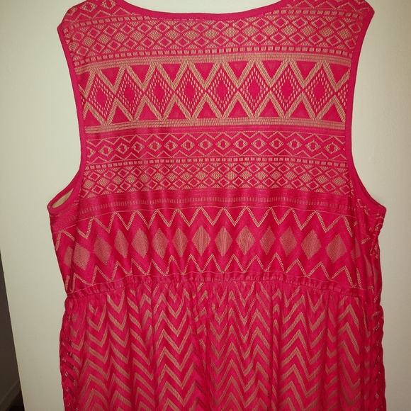Penningtons Sheer Lace Mesh Pink Sleeveless Dress - Picture 7 of 10